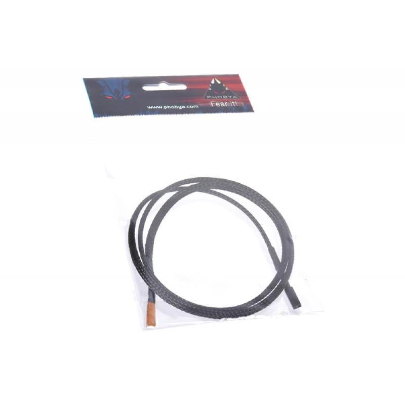 Phobya 10K Temperature Sensor, 80cm, Sleeved, Black
