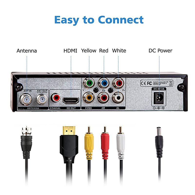 Star ATSC HD Digital TV Converter Box w 1080p HDMI Output 40 Miles Over The AirOTA Flat Antenna amp Amplifier DailyWeekly Scheduled PVR Recorder w TV Control Learning Buttons