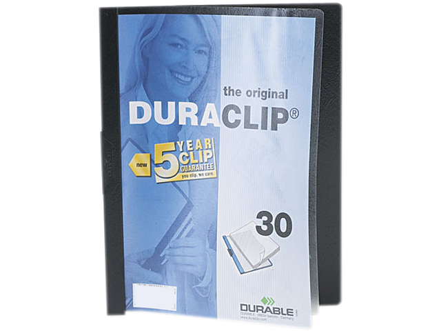 Durable 220301 DuraClip Report Cover w/Clip, Letter, Holds 30 Pages, Clear/Black
