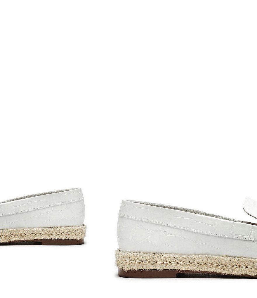Schutz Patty Croco Embossed Leather Chain Detail Espadrille Loafers