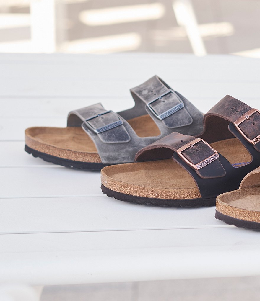 Birkenstock Arizona Men's Oiled Leather Soft Footbed Slip On Sandals