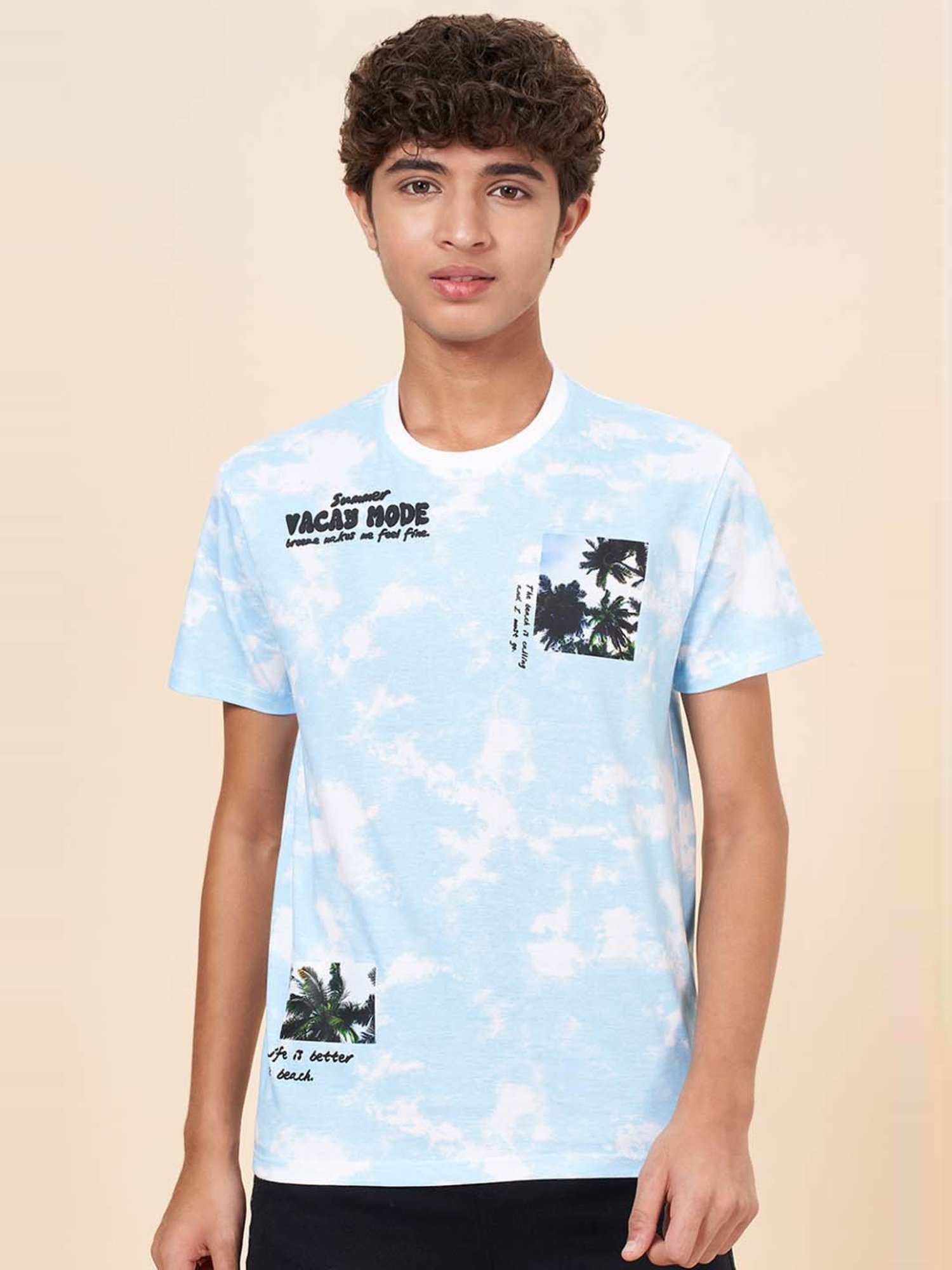 Coolsters by Pantaloons Kids Sky Blue Cotton Printed T-Shirt