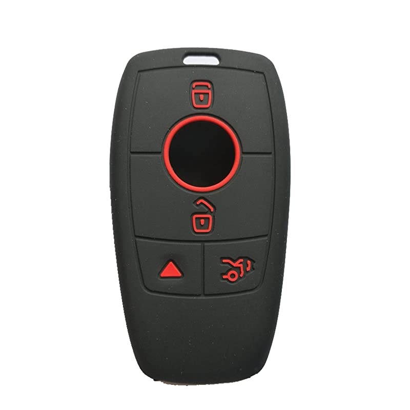 Qty2 4Buttons Smart Key Fob Case Cover Holder Skin for 2018 2016 2017 Mercedes Benz E Class Black Red