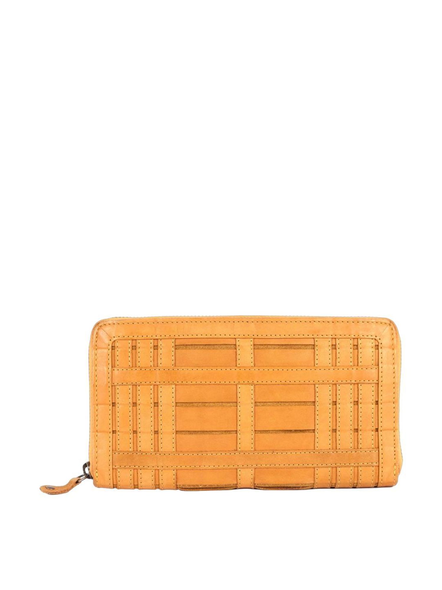 KOMPANERO BELLE Yellow Striped Zip Around Wallet for Women