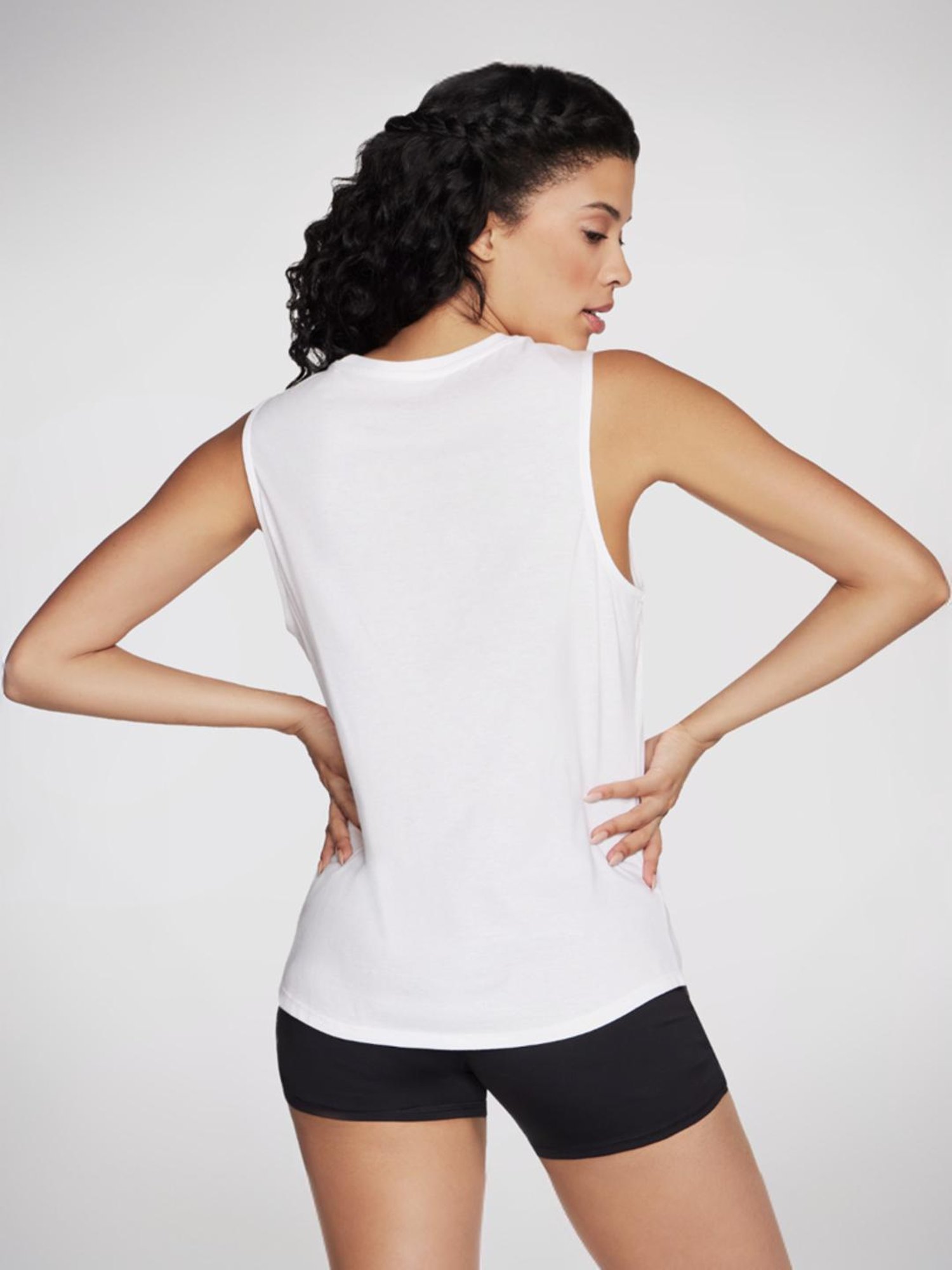 Skechers White Printed Tank Top