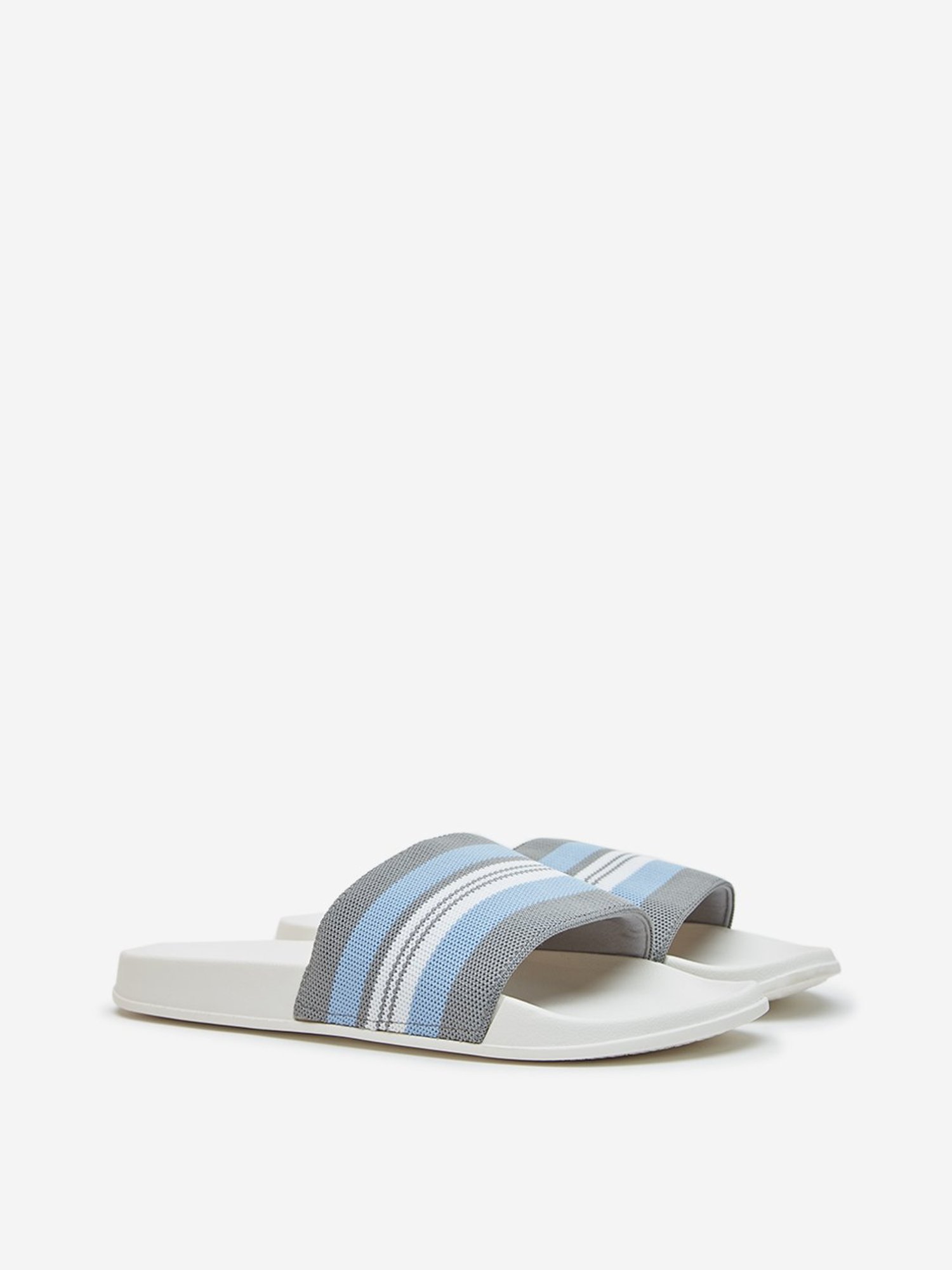SOLEPLAY by Westside Grey Stripe Printed Pool Slides