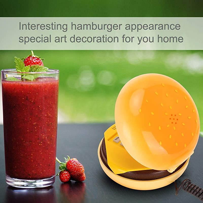 Wired Landline Phone Novelty Emulational Lovely Cute Hamburger Telephone Creative Desktop Phone Corded Phone for Home Office Deco with Flash redial and VoiceFrequency Dialing Function Funny
