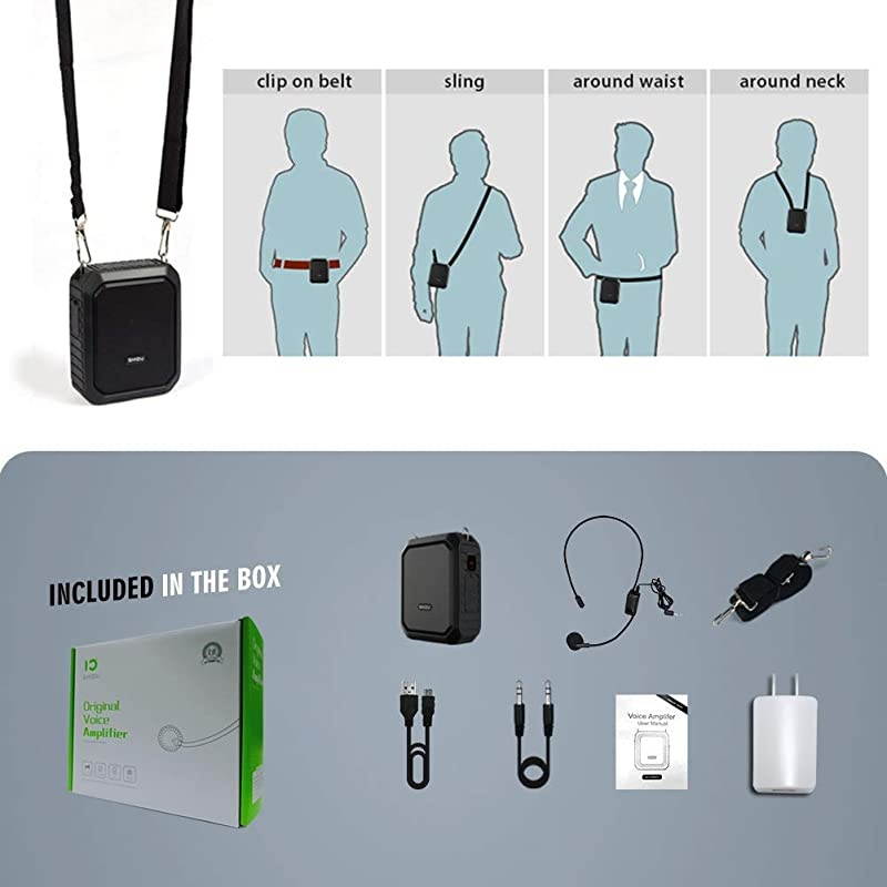 Amplifier with Wired Headset Mic 18W Portable Bluetooth Speaker Megaphone Waterproof IPX5 Loudspeaker Recording Power Bank for Outdoor Activities Parties Teaching Meeting Training etc