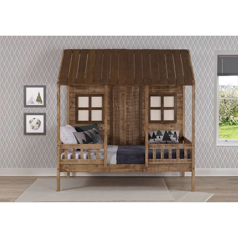 Twin Front Porch Low Loft Bed Rustic Driftwood - Donco Kids