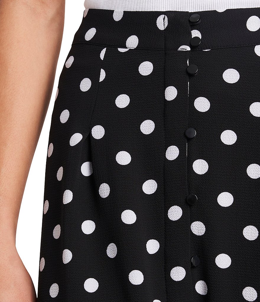 CeCe Polka Dot Button Front Midi Skirt