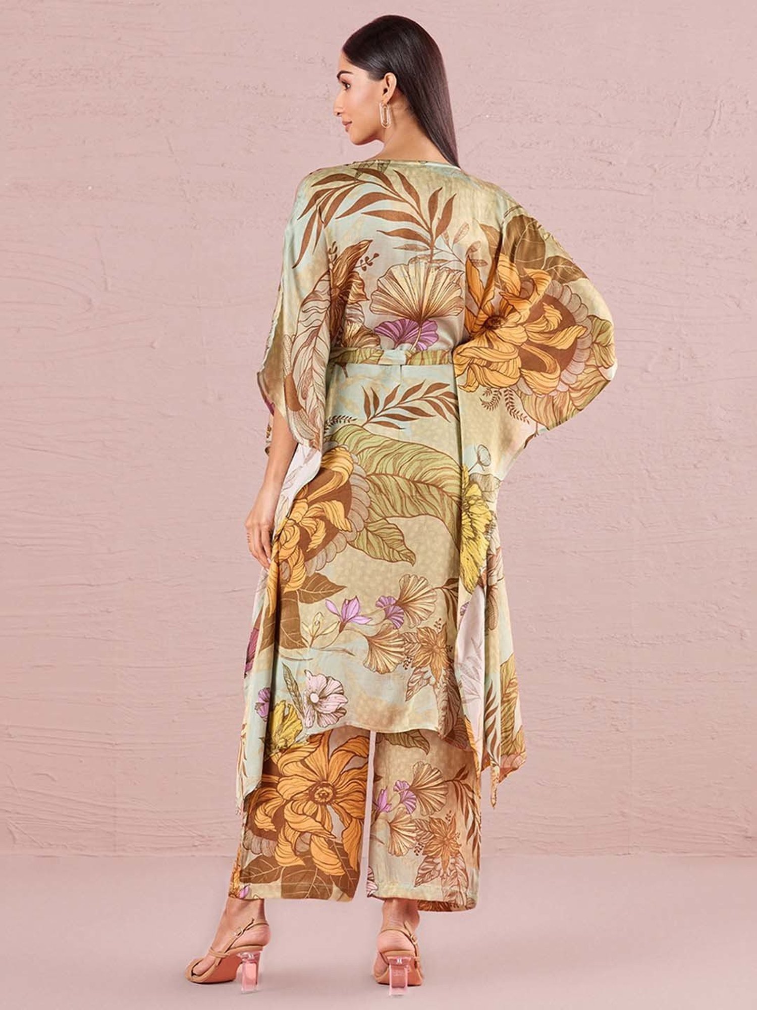 navyasa by liva Green Kaftan & Pants Set