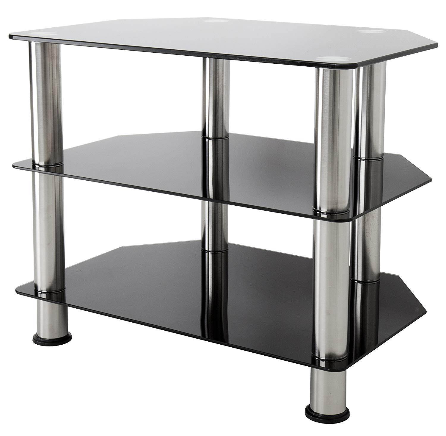 AVF SDC600-A  TV Stand for up to 32-inch TVs, Black Glass, Chrome Legs