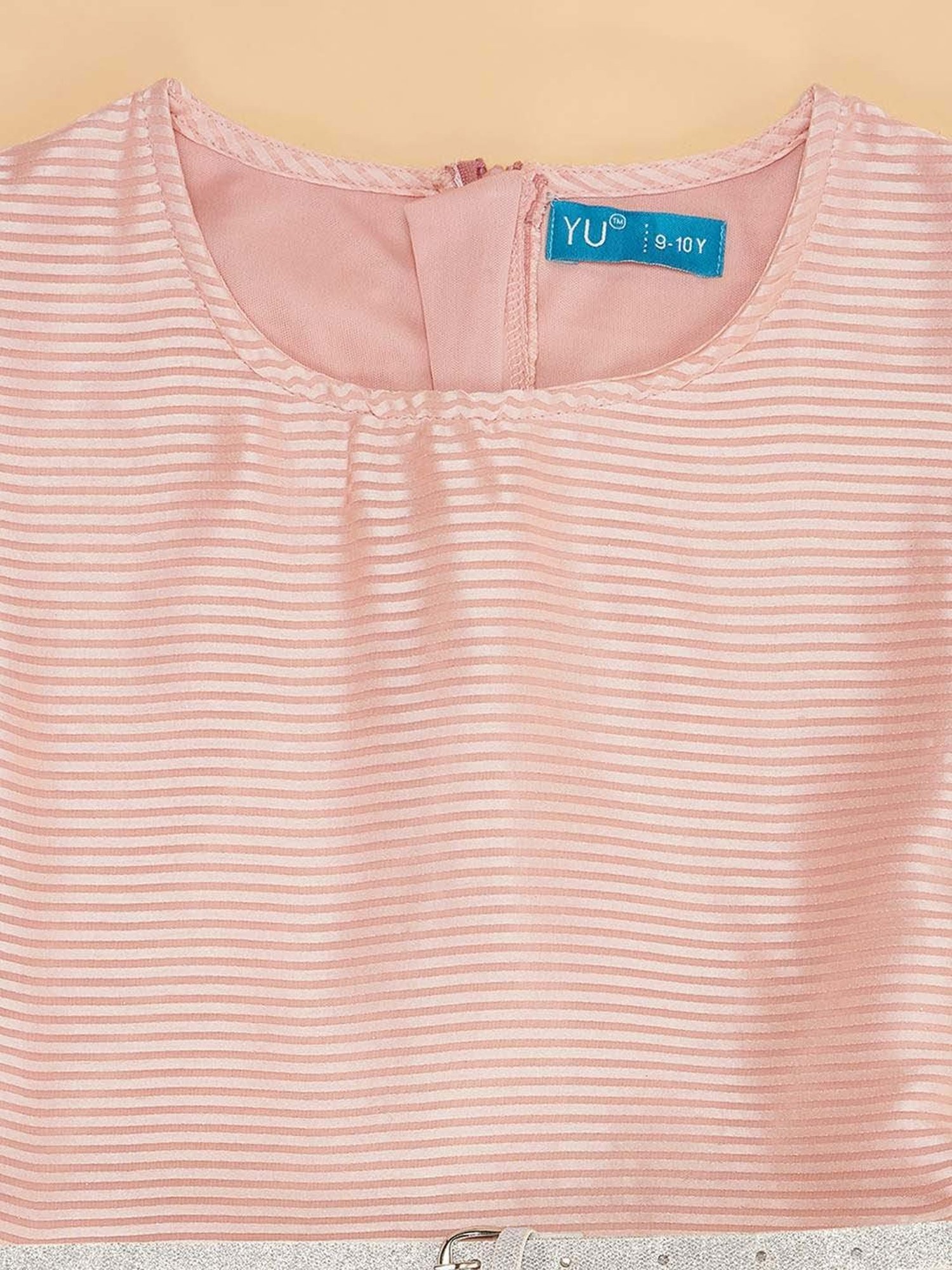 YU by Pantaloons Kids Peach Striped Dress