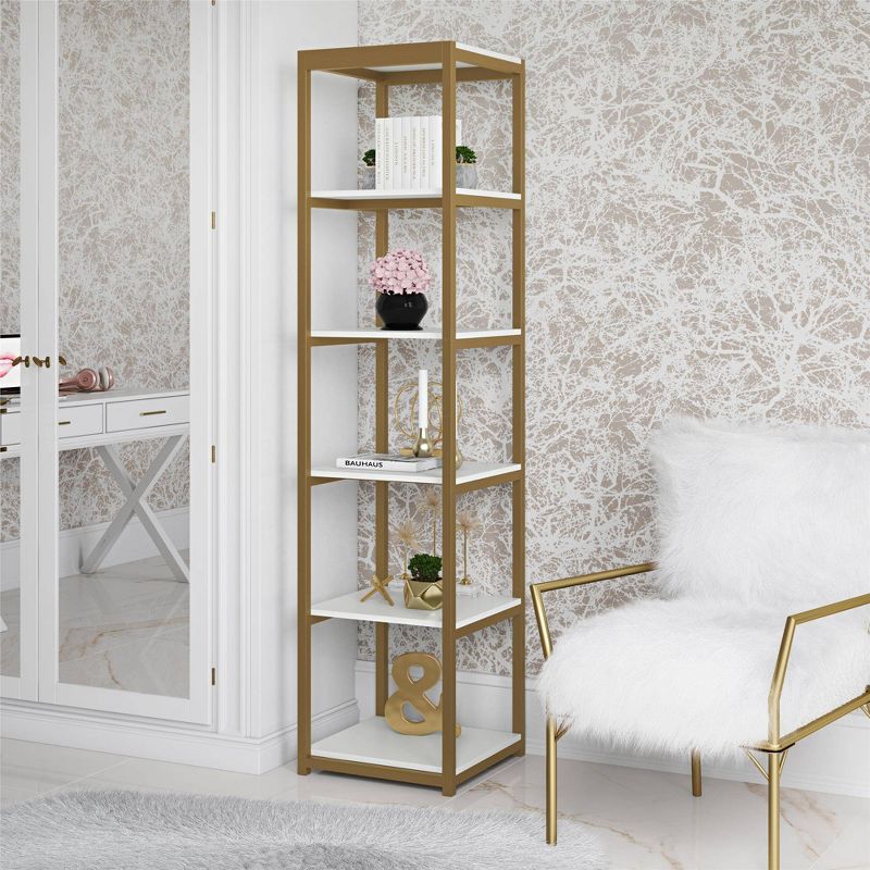 71.5" Billie Metal Bookshelf Etagere Gold - CosmoLiving by Cosmopolitan