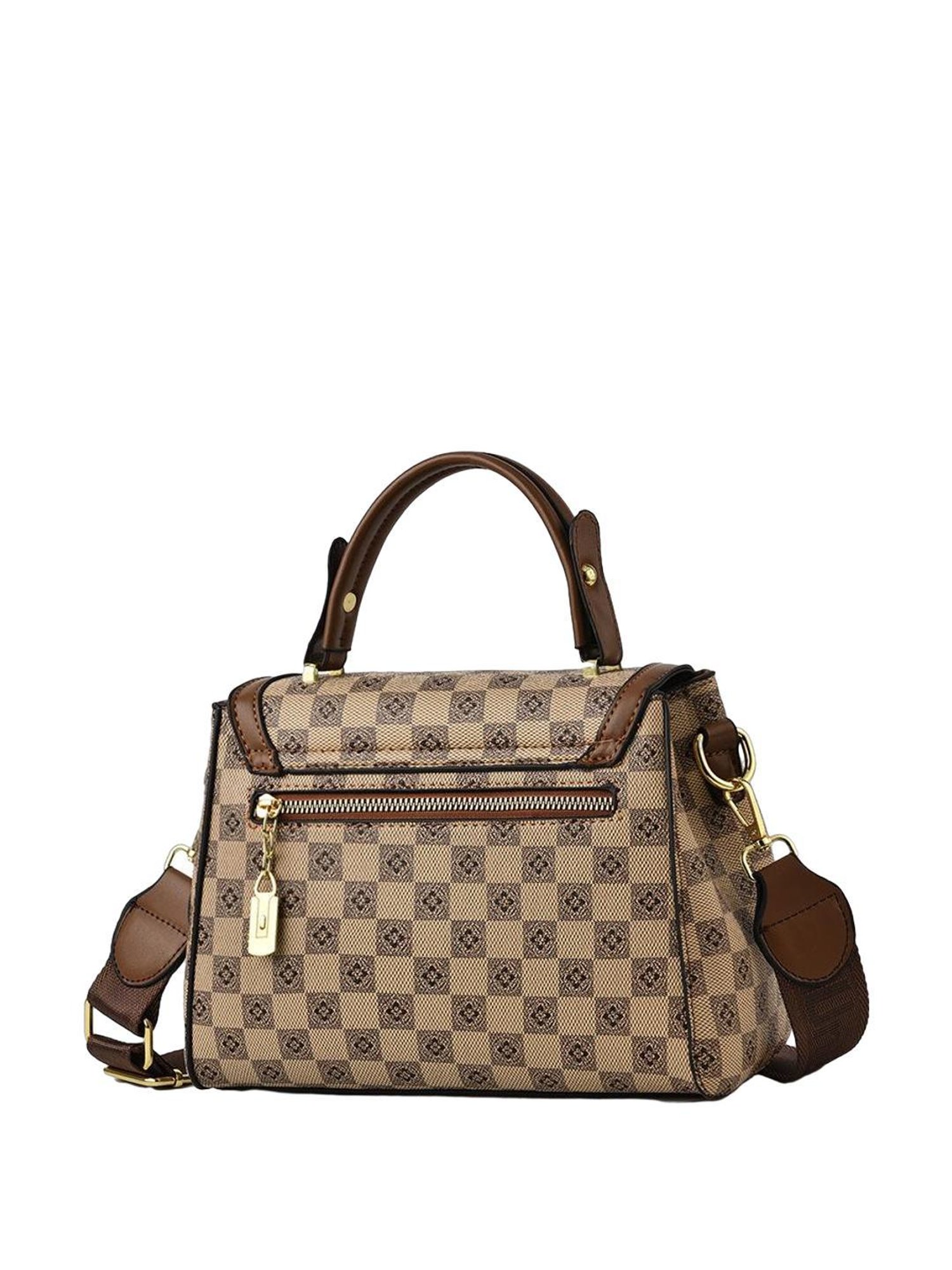 Angeline Tan Printed Medium Satchel Handbag