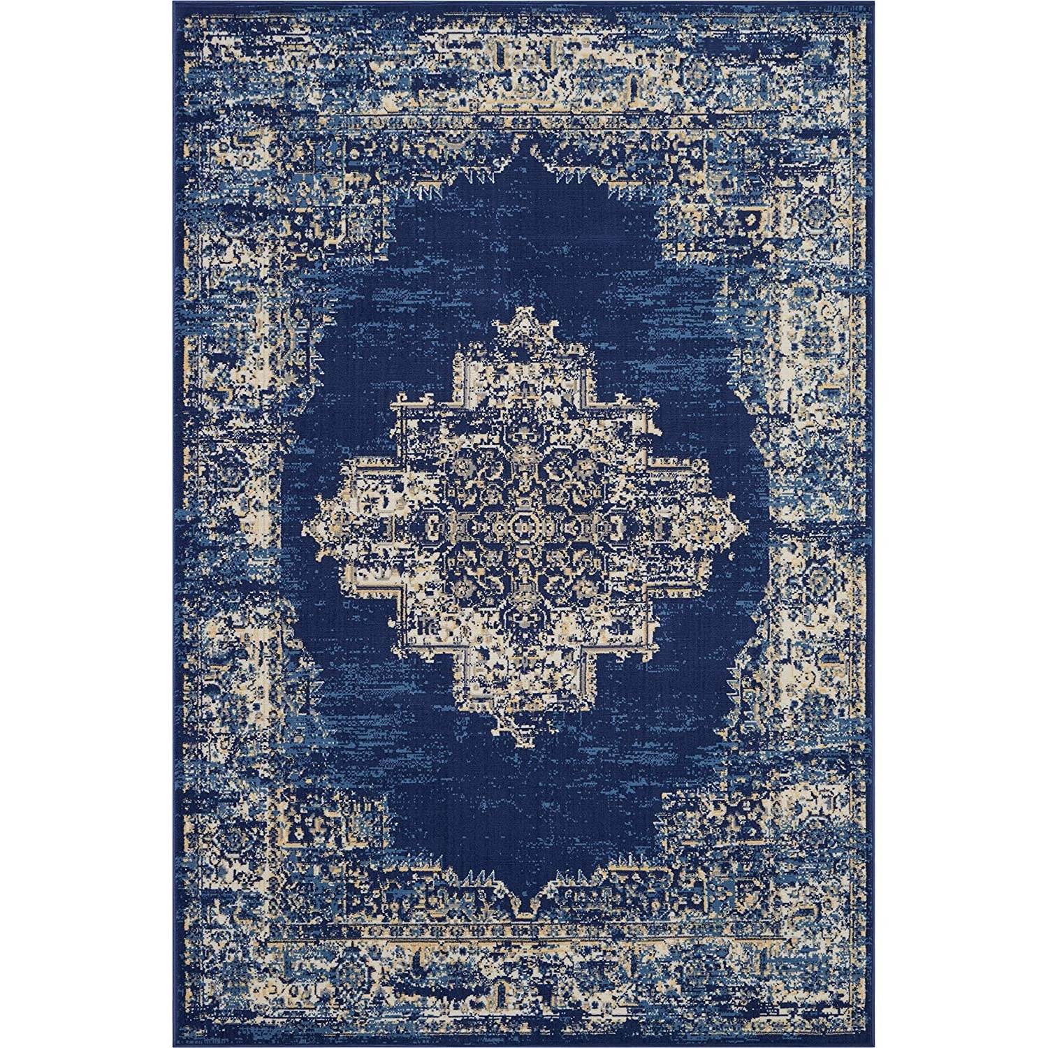 Nourison Grafix Navy/Blue Area Rug 6 x 9, 6X9