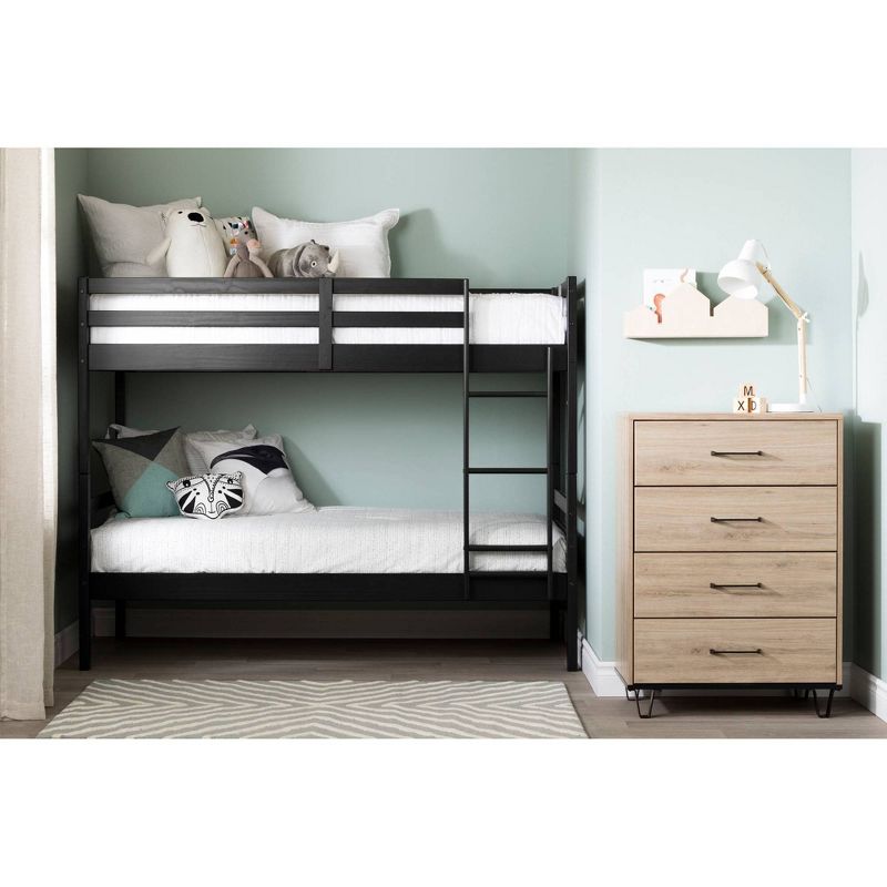 Twin Fakto Solid Wood Bunk Beds  Matte Black  - South Shore