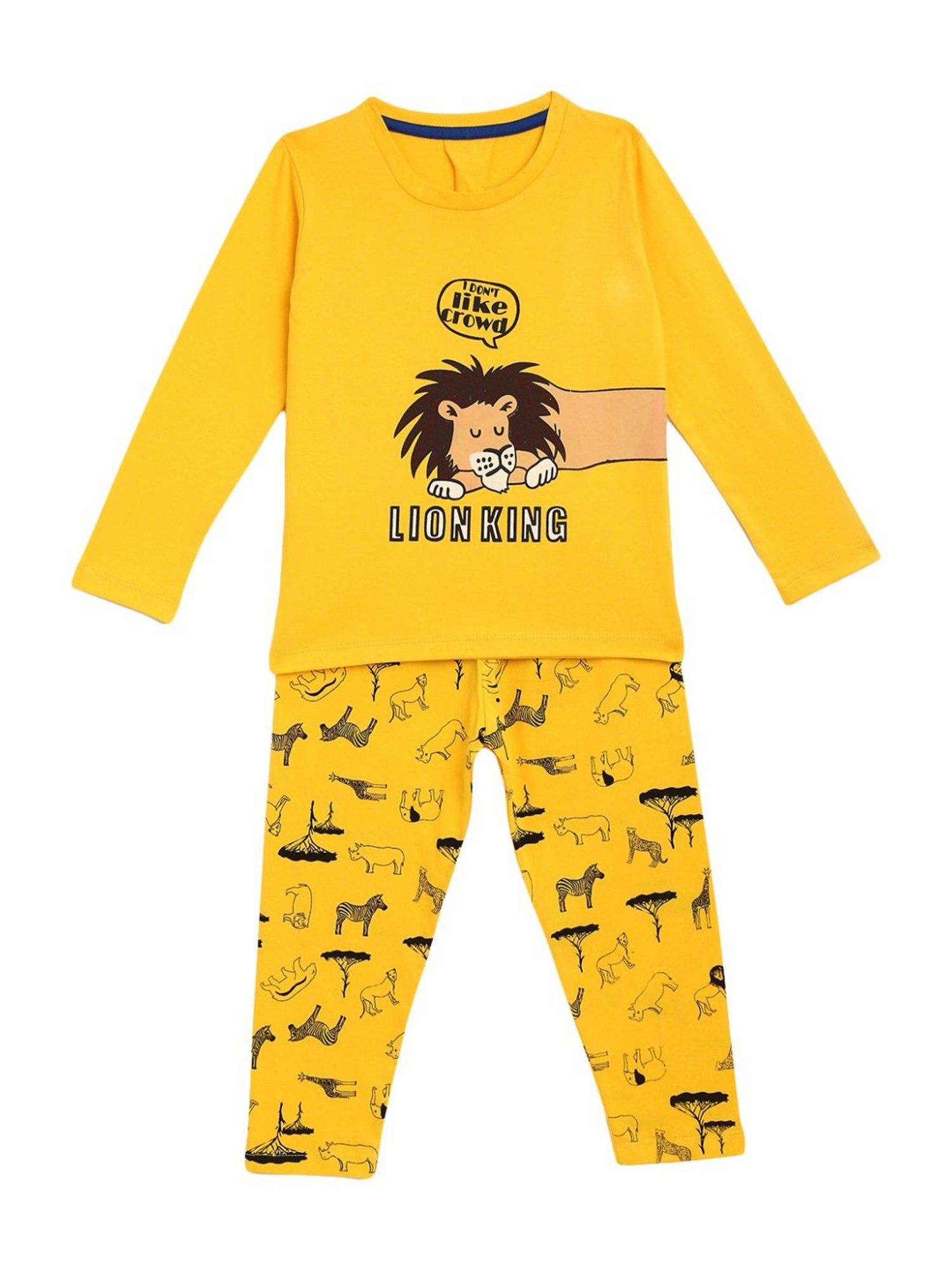 Kids Craft Yellow Cotton Printed T-Shirt & Pants