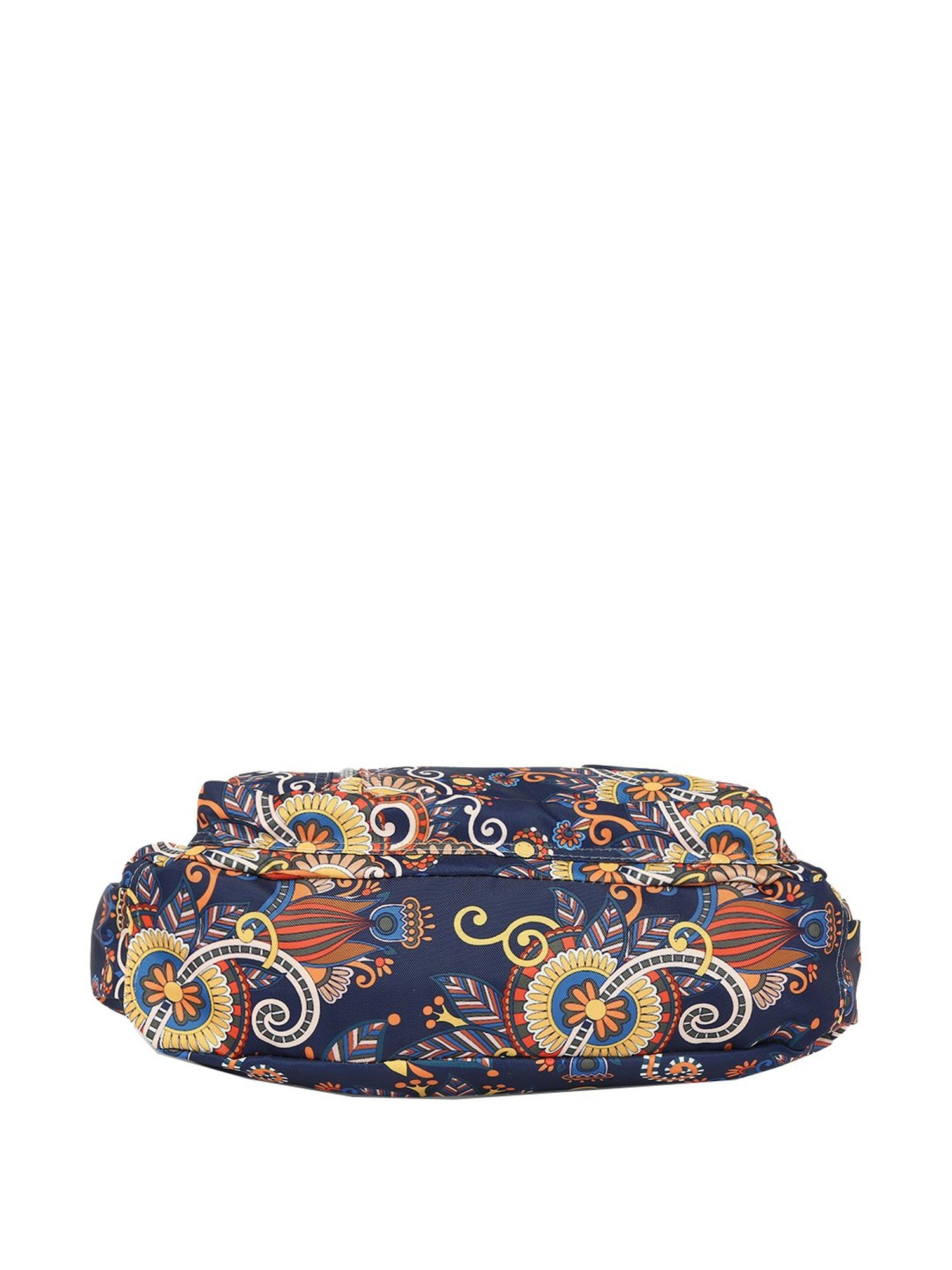 Baomi Blue & Yellow Printed Medium Sling Handbag