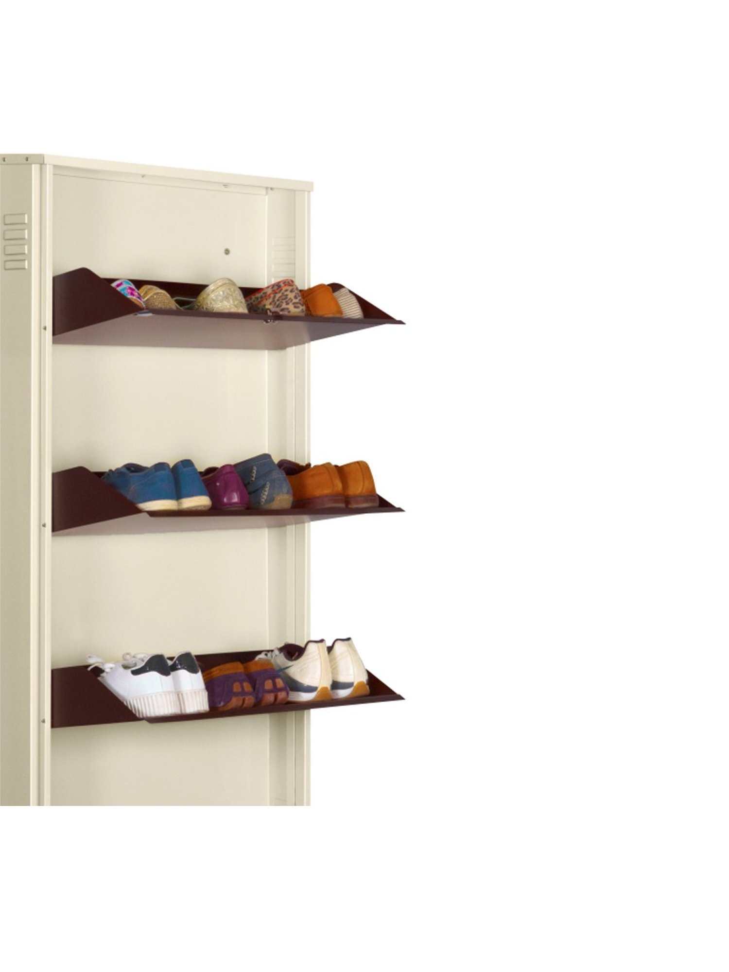 Delite Kom Metal Shoe Rack - 24" 10 Shelf, Double Decker, Ivory, PowderCoat, Wall Mount, DIY