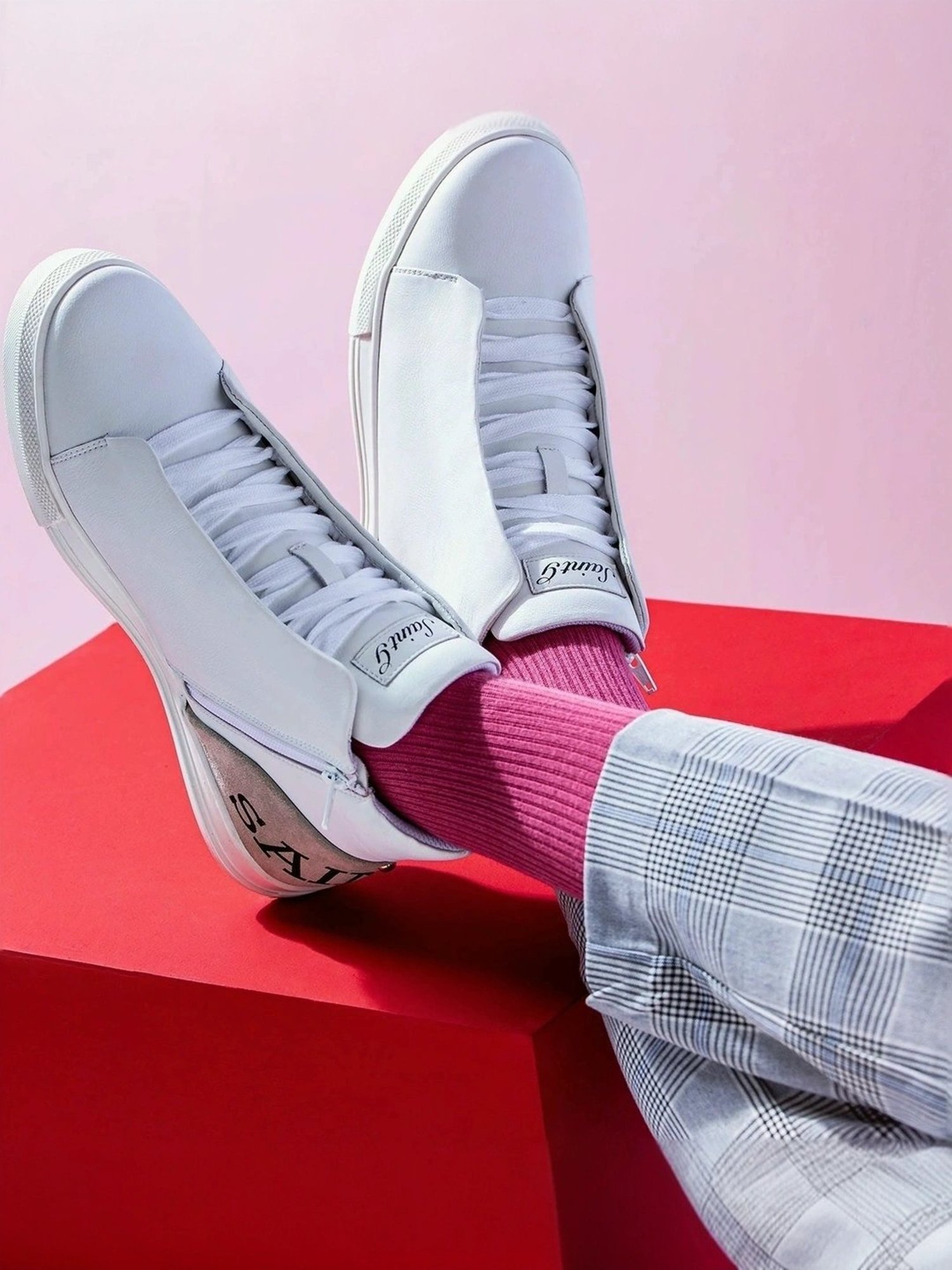 Saint G Men's Milo White Ankle High Sneakers