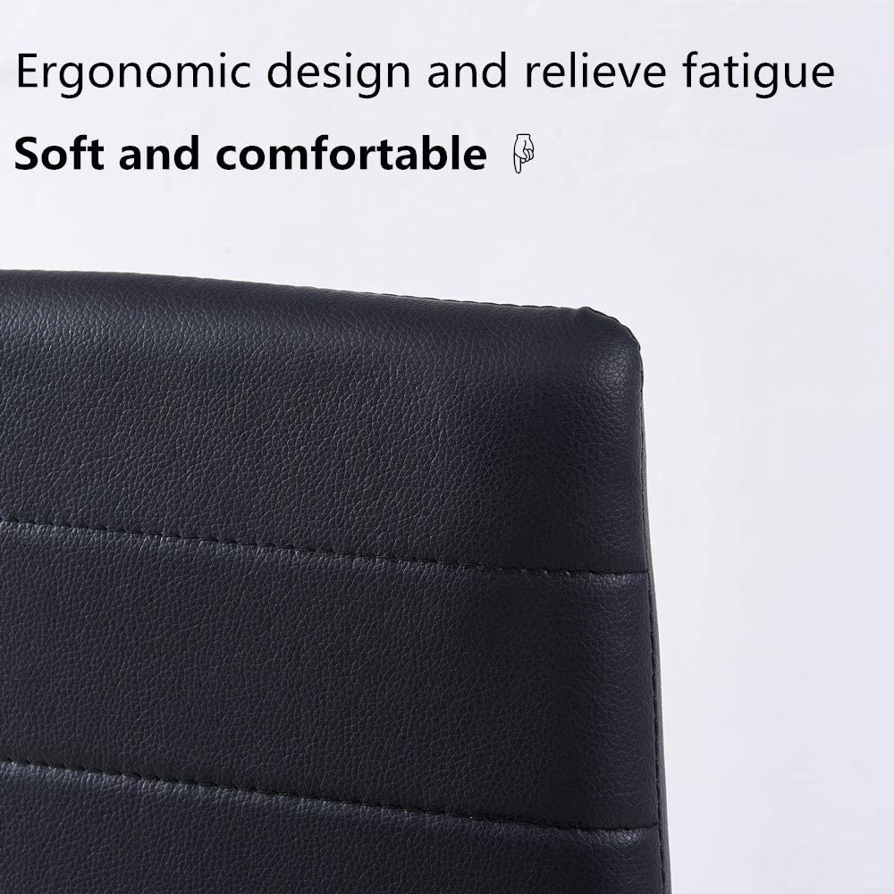 Ribbed Swivel Desk Chair Adjustable Task Chair PU Leather Mid Back Rolling Office Chair with Wheels Padded Task Conference Chair with Backrest for Office Home Computer Without Arms, White