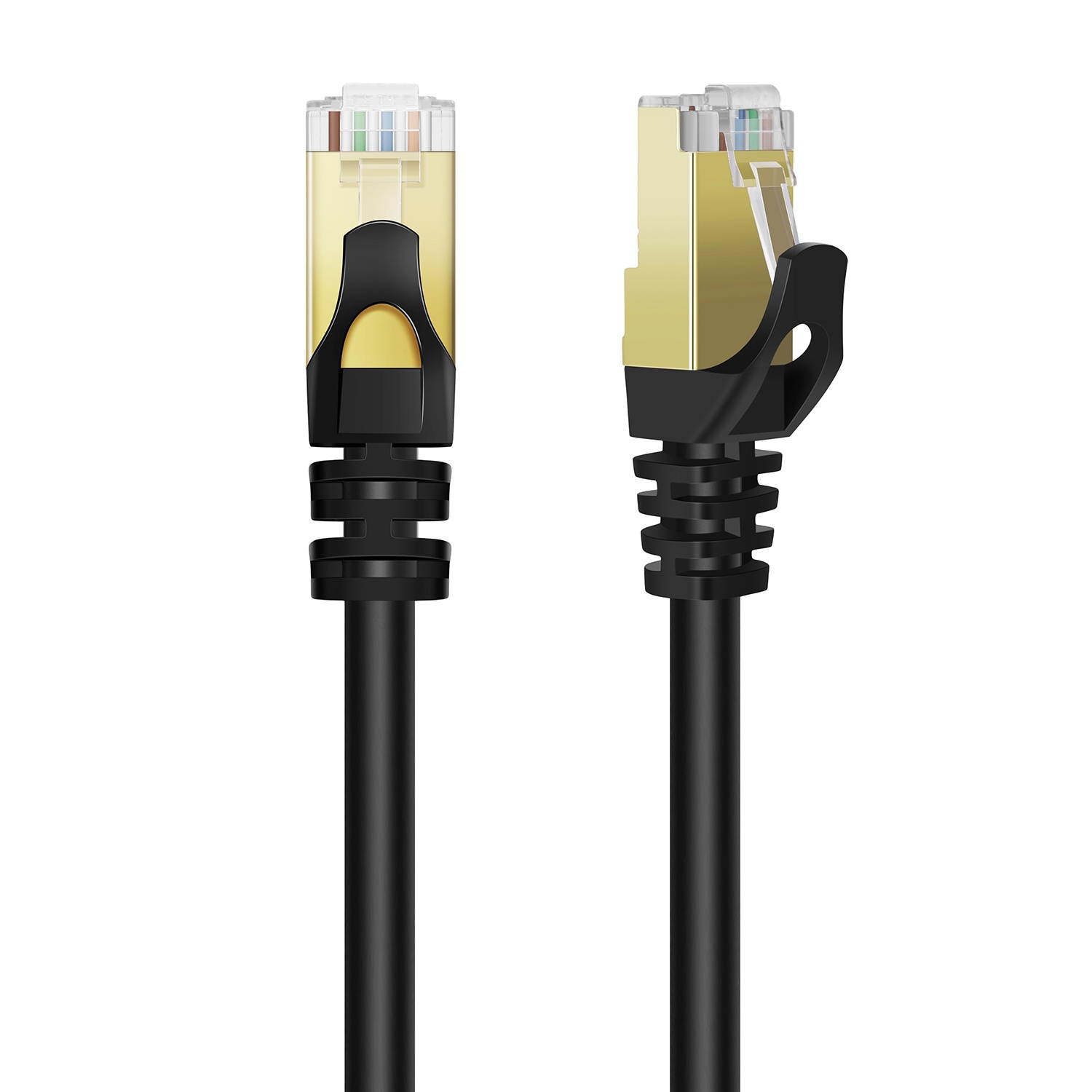 Cat6 Ethernet Patch Cable (100 Feet) - Professional Gold Plated Snagless RJ45 Connector Computer Networking Wire Cord Plug Premium Shielded Twisted Pair (Black)