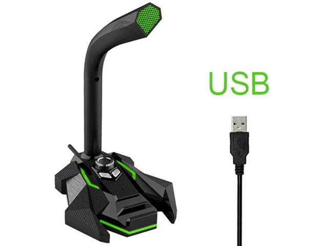 Wired Tabletop Desktop Microphone Condenser Mic Professional USB Cable Studio With LED Gaming Light Mikrafon for Computer Record