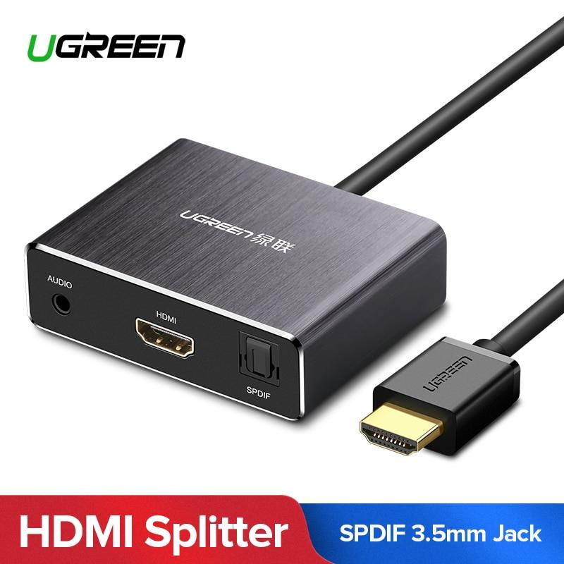 Ugreen HDMI Splitter 4K HDMI Video Audio Adapter Optical Toslink SPDIF to HDMI Converter 3.5mm Jack for PS4 HDMI Audio Extractor