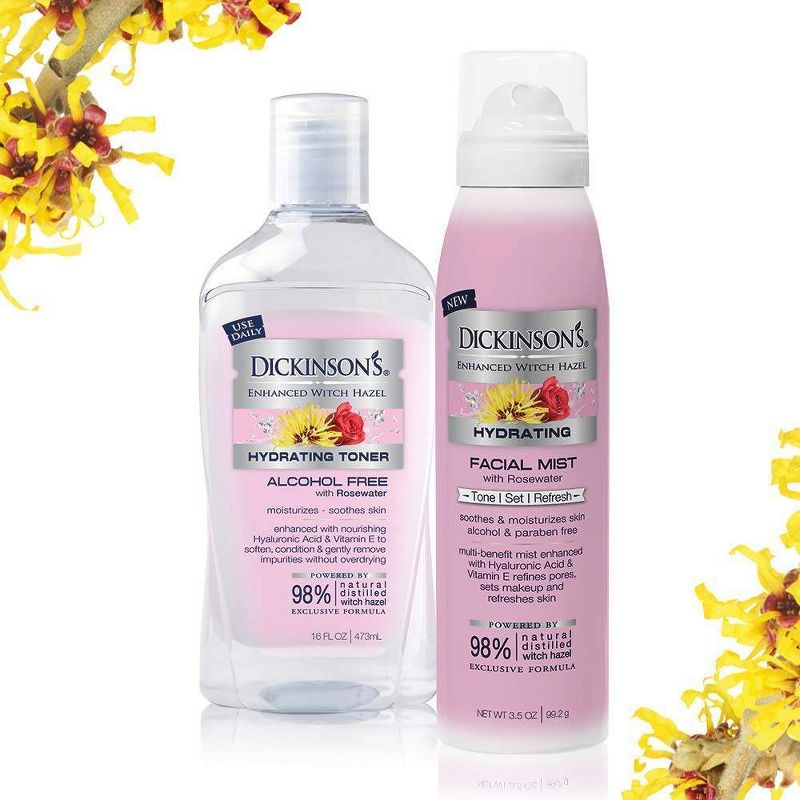 Dickinson's Enhanced Witch Hazel with Rosewater Alcohol-Free 98% Natural Formula Hydrating Toner - 16 fl oz