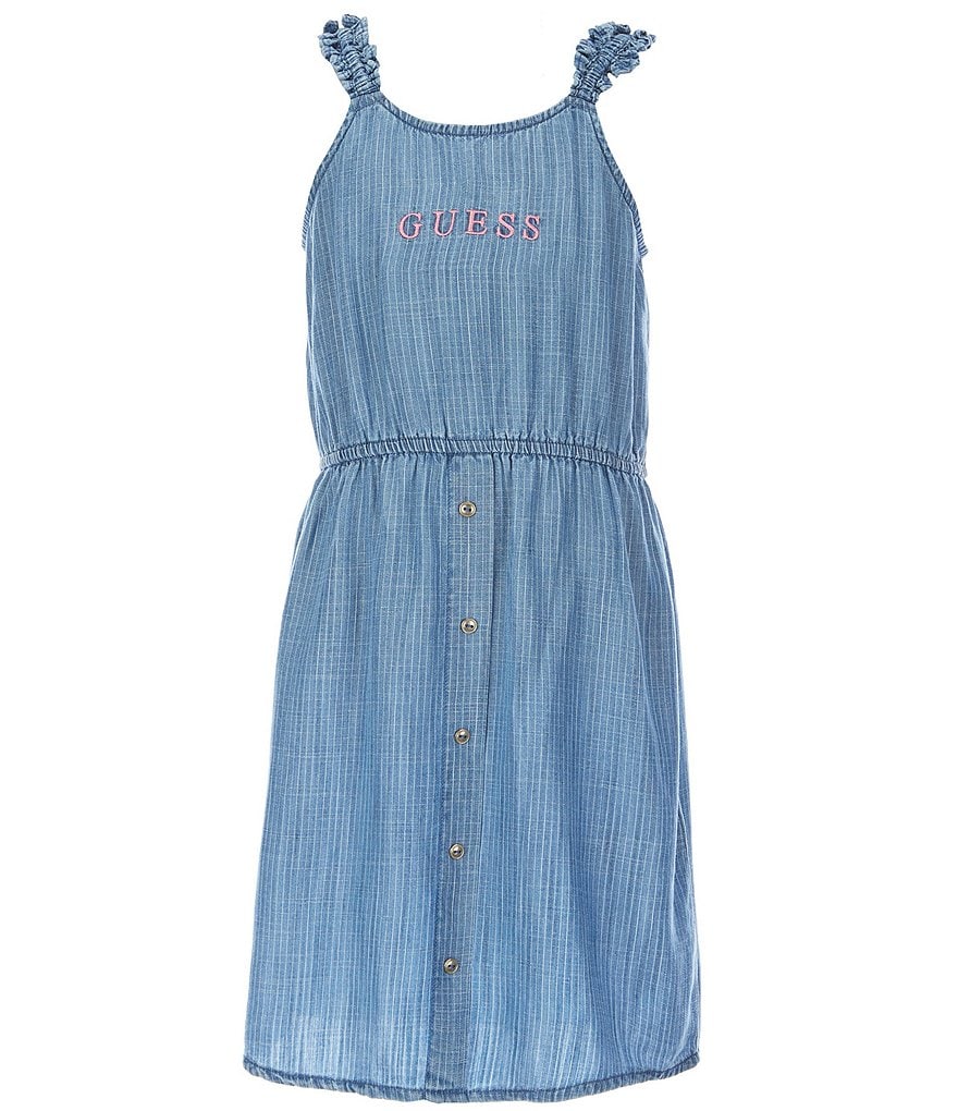 Guess Big Girls 7-16 Ruffle-Detail Pinstripe A-Line Dress