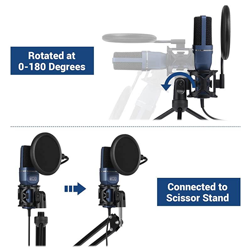 USB Gaming Microphone  Computer Condenser PC Mic with Tripod Stand Pop Filter for Streaming Podcasting Vocal Recording Compatible with iMac PC Laptop Desktop Windows Computer TC777