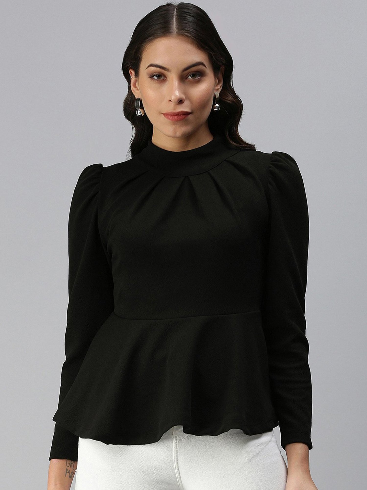 Kryptic Black Peplum Top
