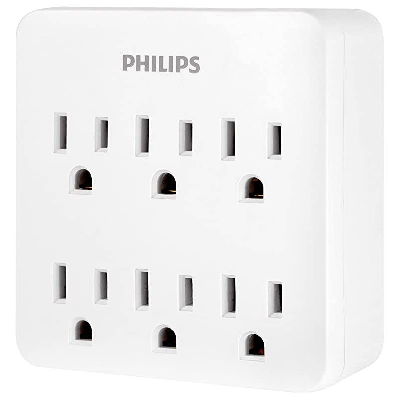6Outlet Surge Protector 3Prong Wall Adapter Plug 1020J White SPS1006WA37