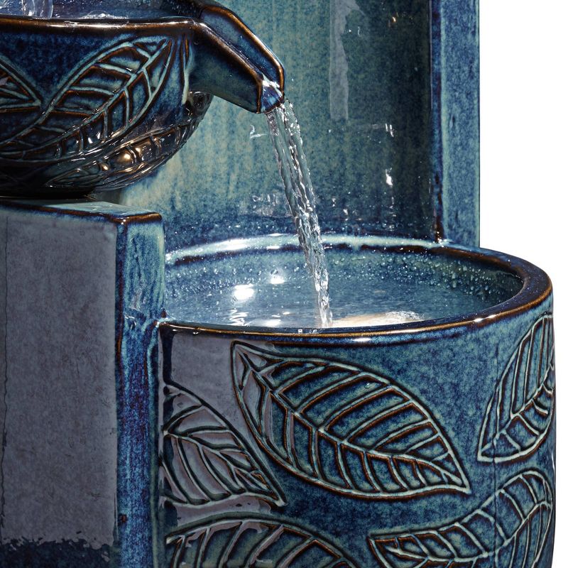 John Timberland Outdoor Floor Water Fountain with Light LED 26" High Cascading Bowls for Yard Garden Patio Deck Home