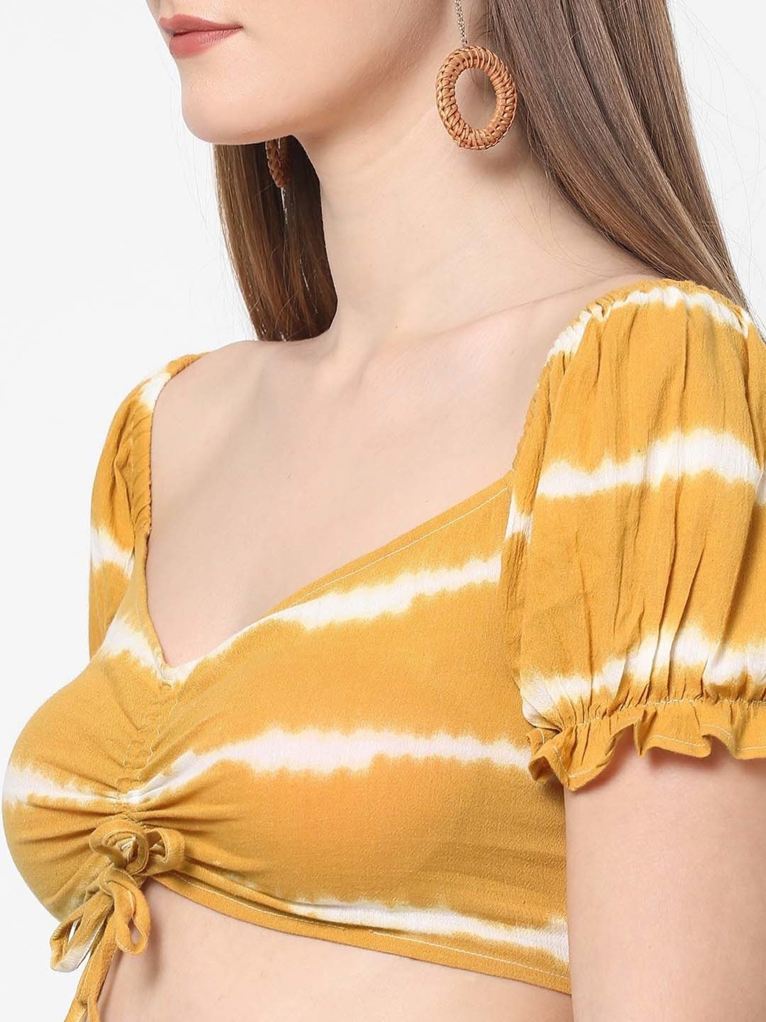 VASTRADO Mustard Tie & Dye Crop Top