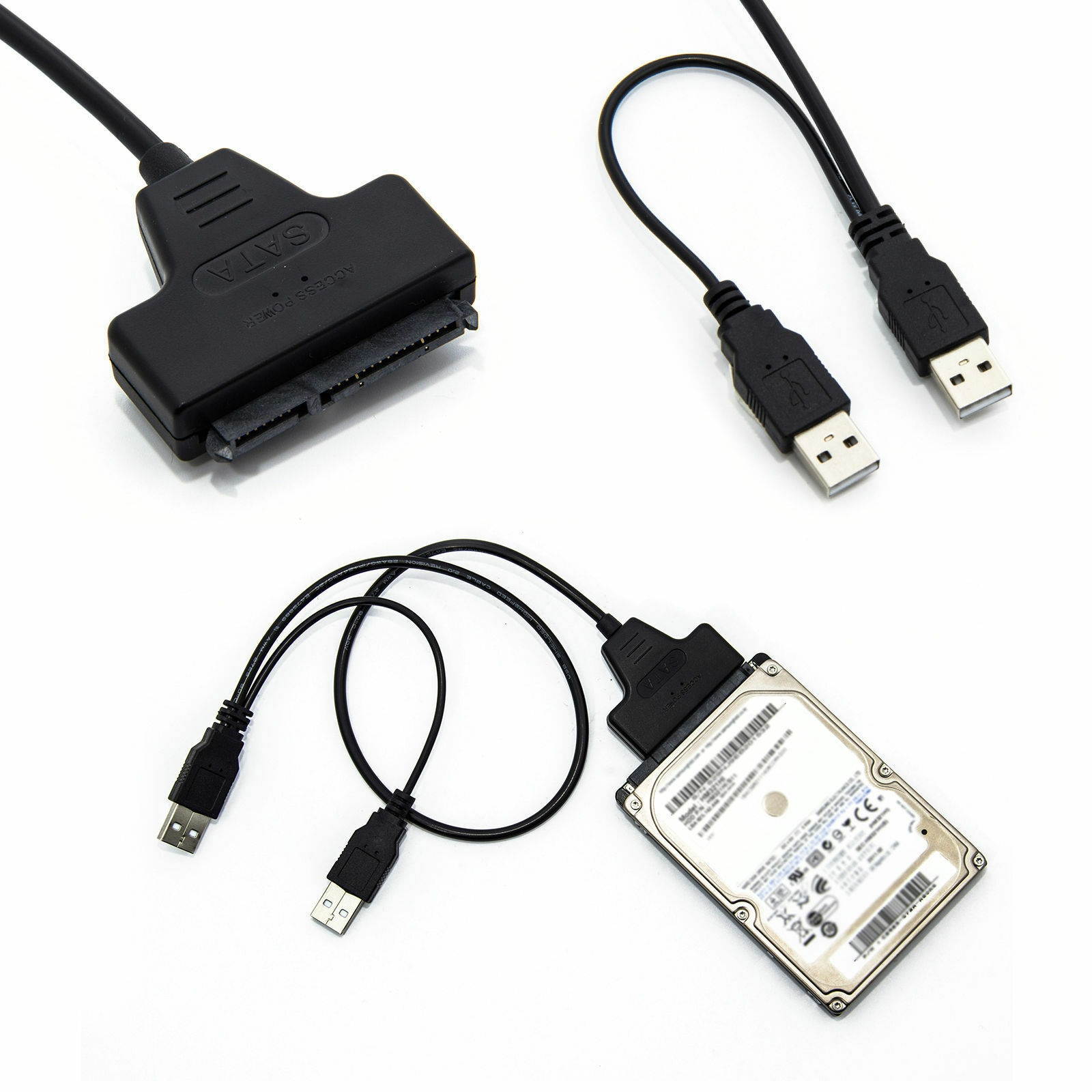 USB 2.0 to 2.5inch HDD 7+15pin SATA Hard Drive Cable Adapter for SATA SSD  HDD