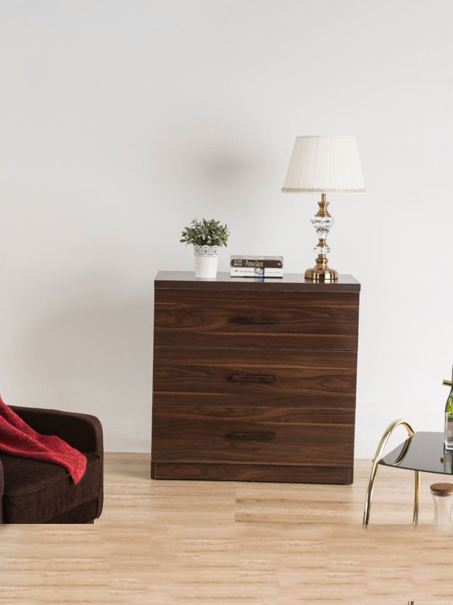 Durian Nina Dark Cherry Engineered Wood Chest of Drawers in Red Finish