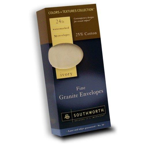 Southworth P93410L318 25% Cotton Granite Envelopes Stationery - #10 - 24 lb - 50/Pack &ndash; Ivory, 1 Pack