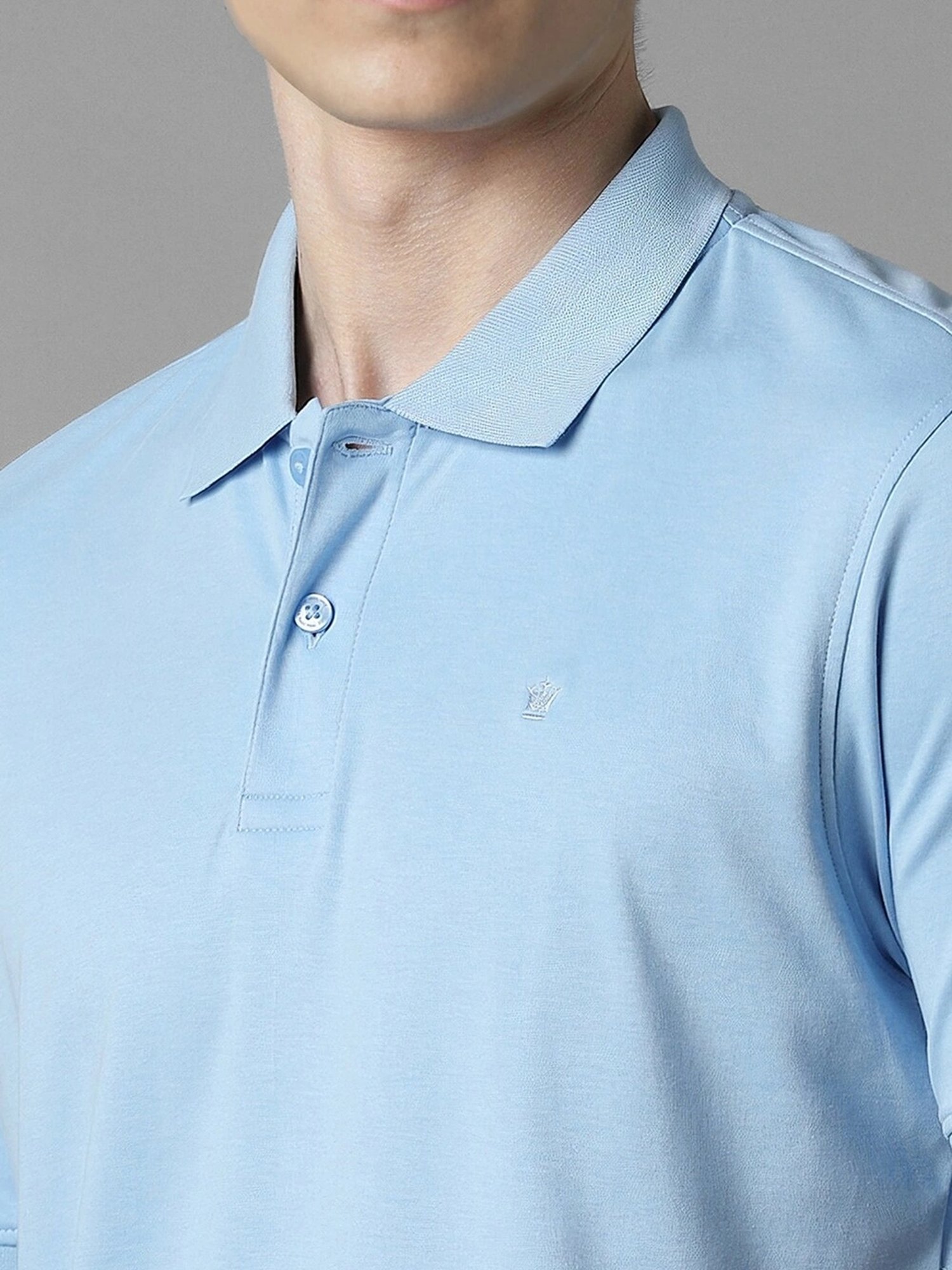 Louis Philippe Blue Cotton Regular Fit Polo T-Shirt