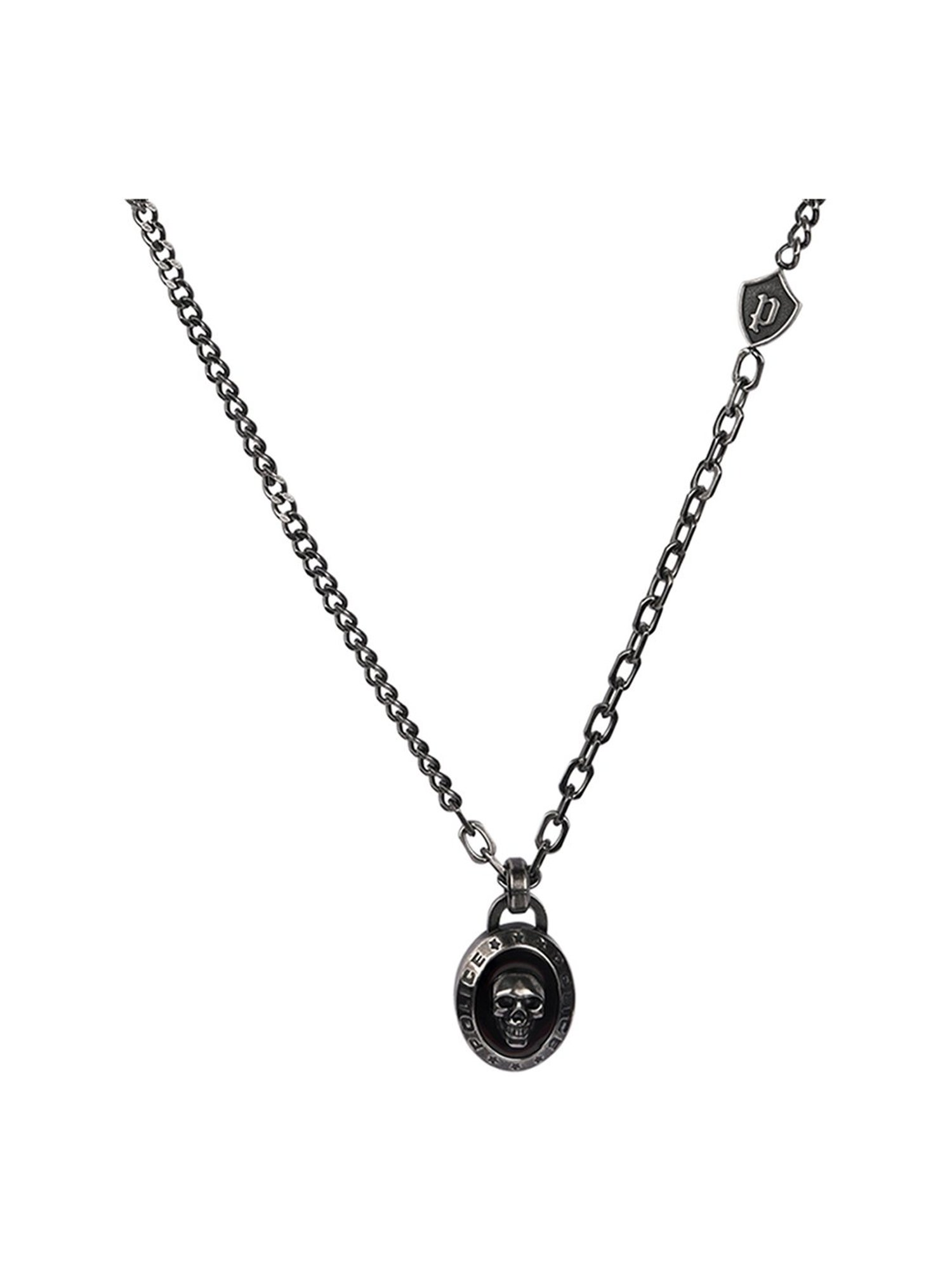 Police Black-Plated Extreme Rebel Vertex Necklace for Men