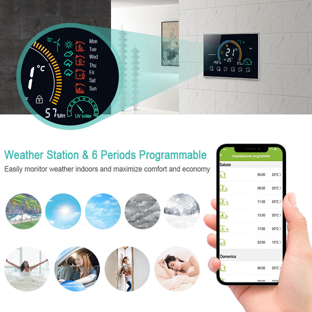 HOMEMAXS BHT-8000-GCLW Wi-Fi Thermostat Smart Thermostat Indoor Smart Temperature Controller For Home Office Hotel