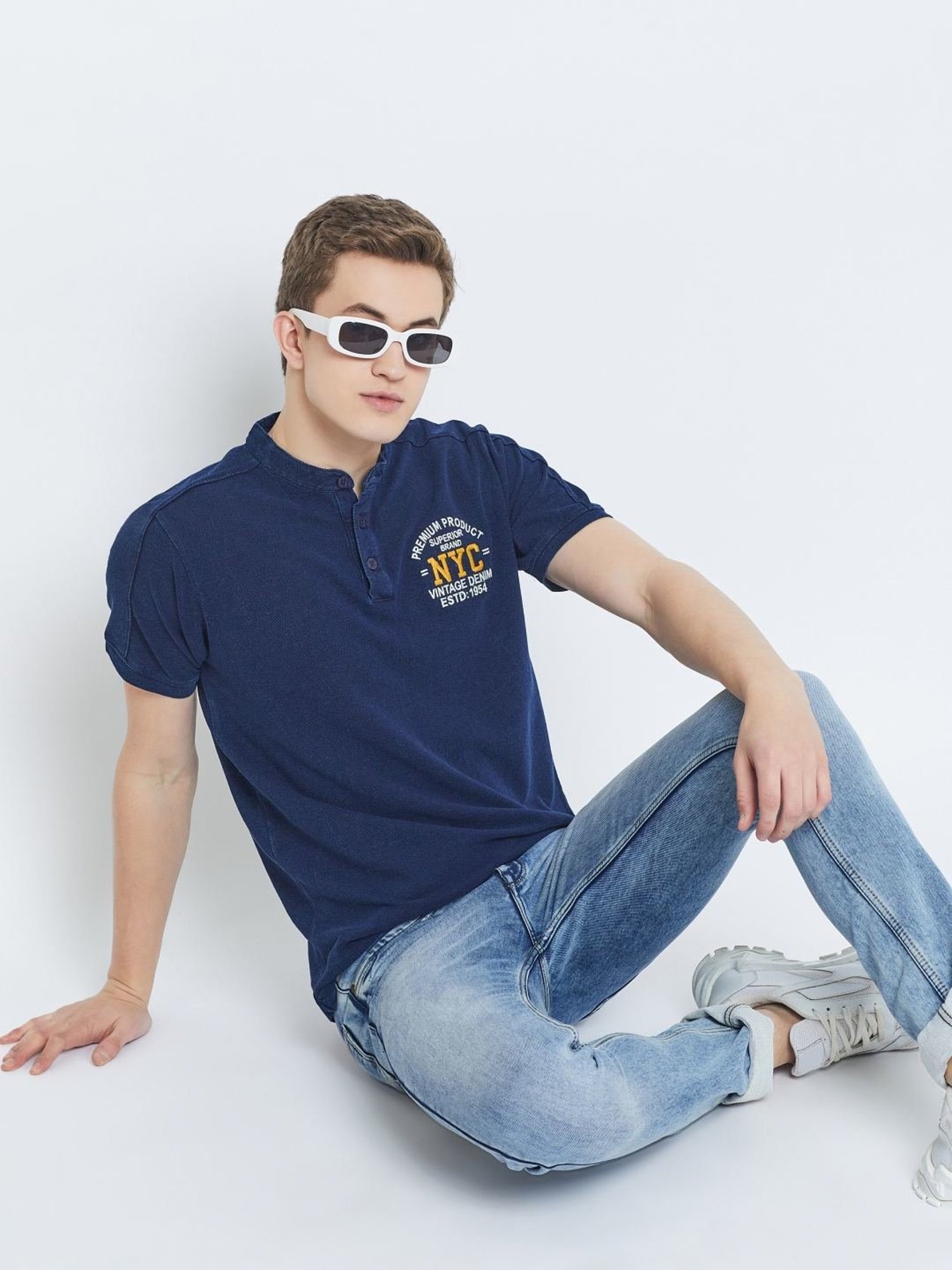 Club York Navy Regular Fit Henley T-Shirt