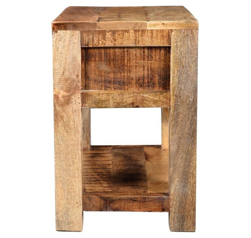 Surat Solid Wood Side Table with 1 Drawer Brown - Timbergirl