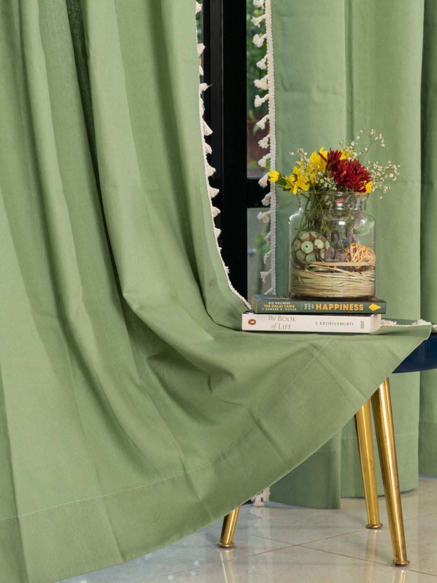 Urban Space Aura Sage Green Cotton Window Curtain