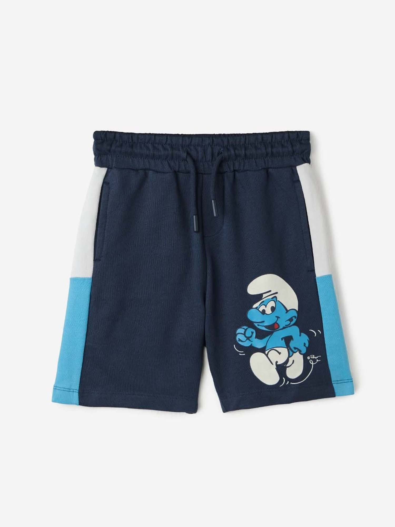 The Souled Store Kids Navy & White Cotton Printed Shorts