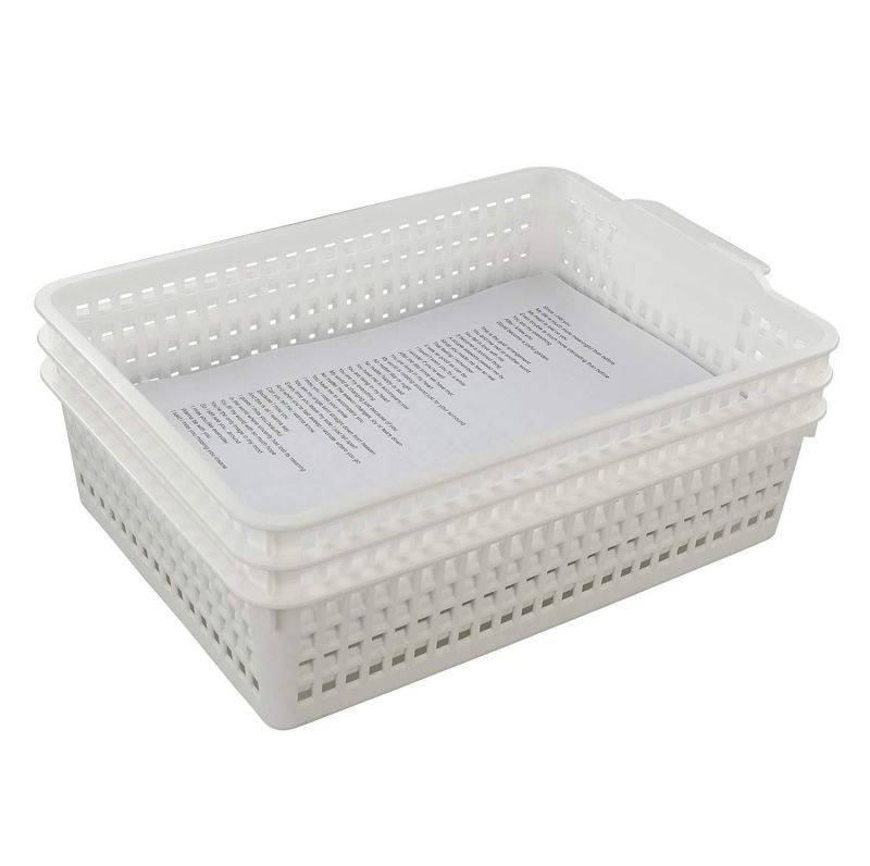 Fiaze Desktop Plastic Storage Trays Basket Organization, 3-Pack