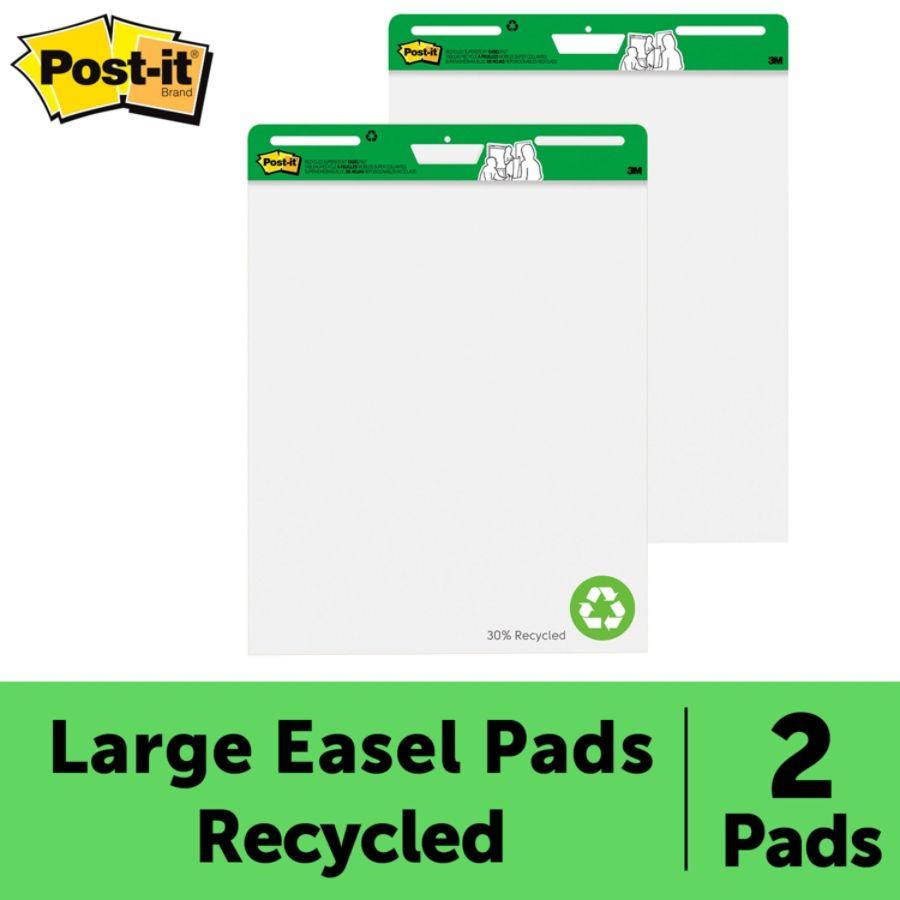 Post-it&reg; Super Sticky Easel Pads, 25" x 30", 30% Recycled, White, Pack Of 2 Pads