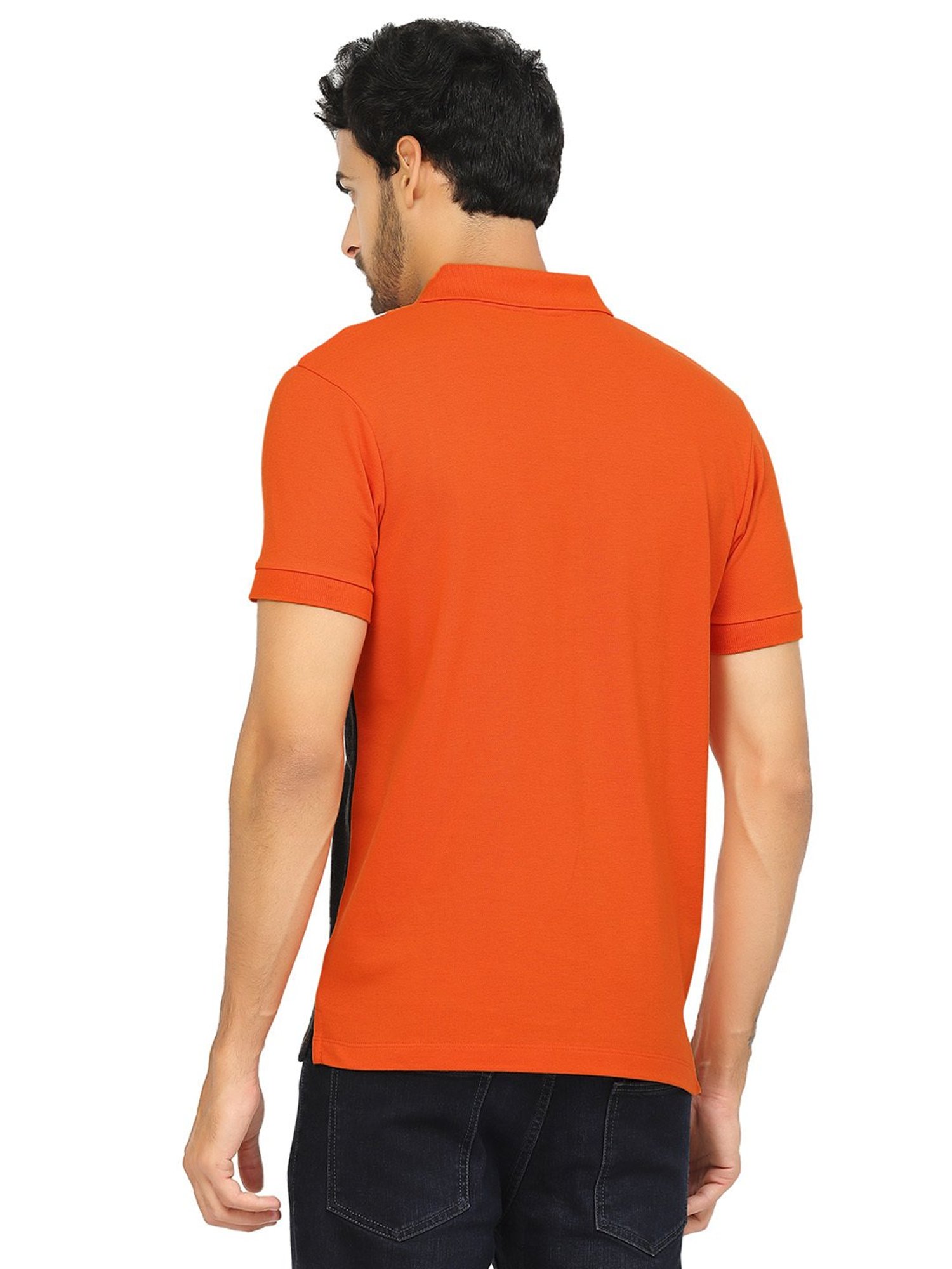 Kalt Orange & Dark Grey Regular Fit Polo T-Shirt