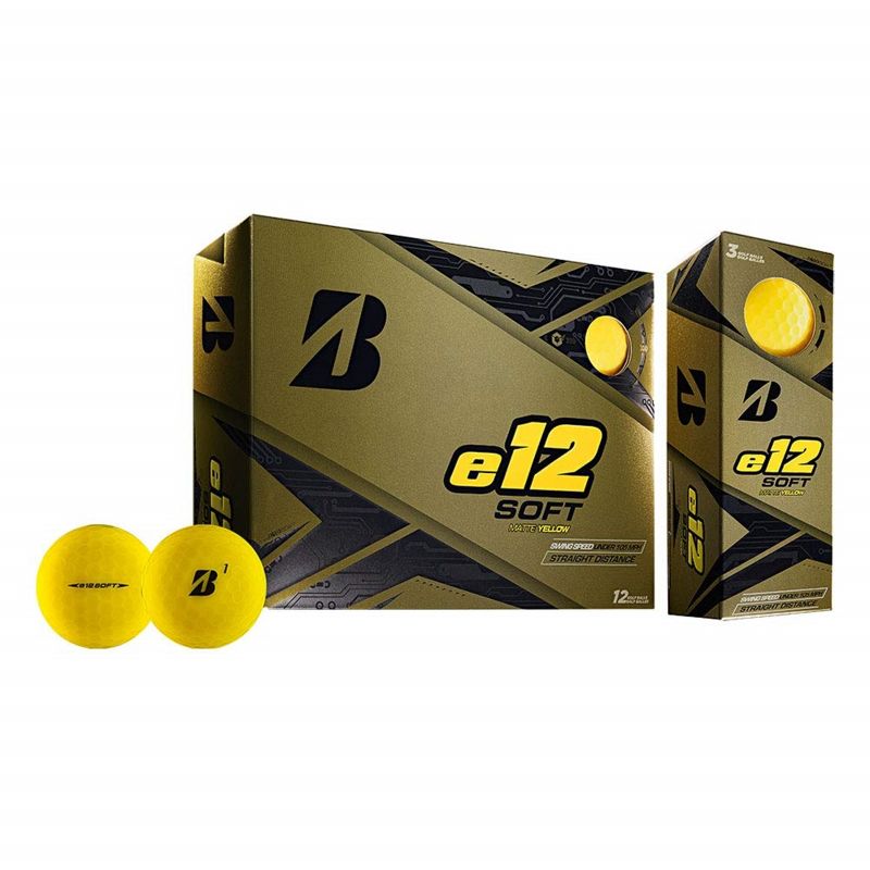 Bridgestone Golf Series e12 Soft 3-Piece Distance Golf Balls, Yellow (1 Dozen)